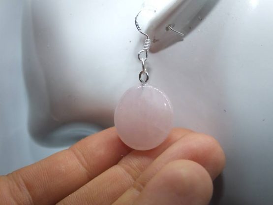 boucle oreille quartz rose