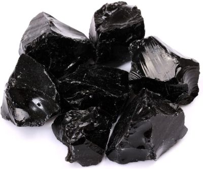 pierre brute obsidienne noire