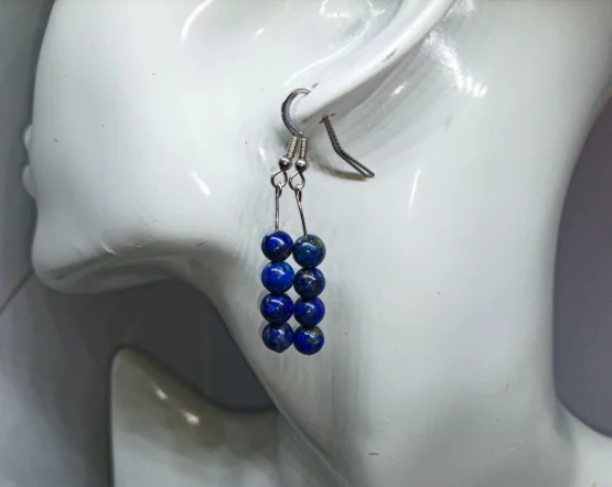 boucles d'oreilles perles lapis lazuli bleu